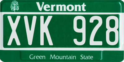 VT license plate XVK928