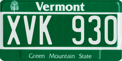 VT license plate XVK930