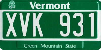 VT license plate XVK931