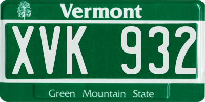VT license plate XVK932