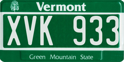 VT license plate XVK933