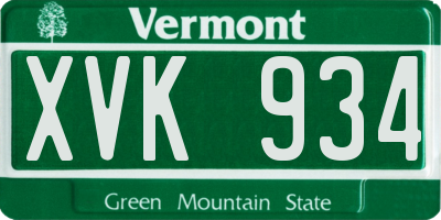 VT license plate XVK934