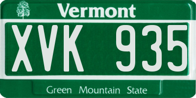 VT license plate XVK935
