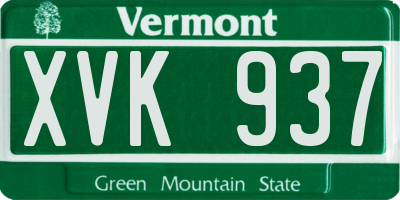 VT license plate XVK937