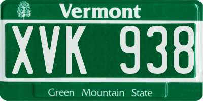 VT license plate XVK938