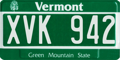 VT license plate XVK942