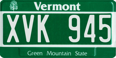 VT license plate XVK945