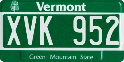 VT license plate XVK952
