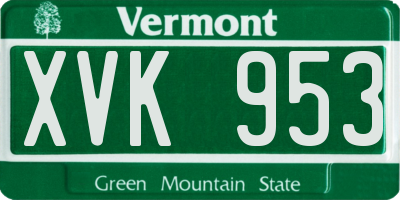 VT license plate XVK953