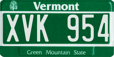 VT license plate XVK954