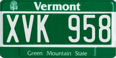 VT license plate XVK958