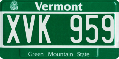 VT license plate XVK959