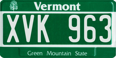 VT license plate XVK963