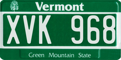 VT license plate XVK968