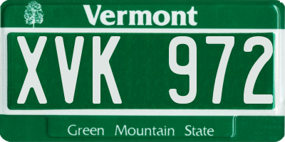 VT license plate XVK972