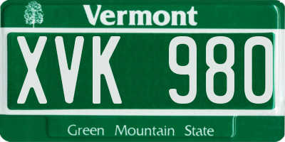 VT license plate XVK980