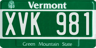 VT license plate XVK981