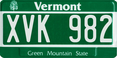 VT license plate XVK982