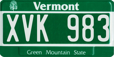 VT license plate XVK983