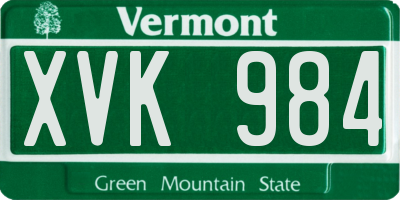VT license plate XVK984
