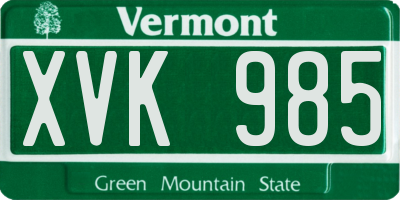 VT license plate XVK985