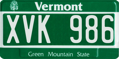 VT license plate XVK986