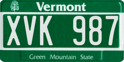 VT license plate XVK987