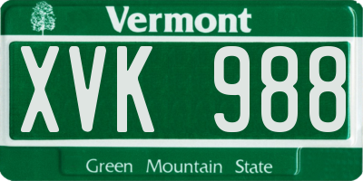 VT license plate XVK988