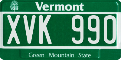 VT license plate XVK990
