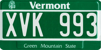 VT license plate XVK993