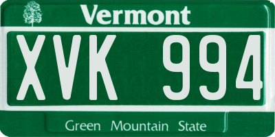 VT license plate XVK994