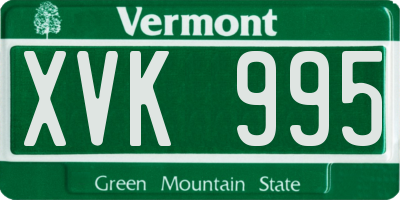 VT license plate XVK995