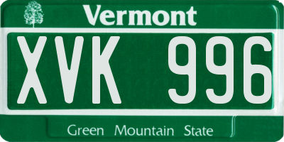 VT license plate XVK996