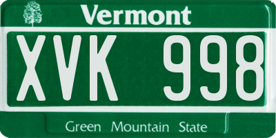 VT license plate XVK998