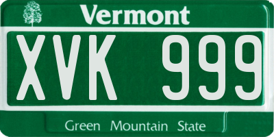 VT license plate XVK999