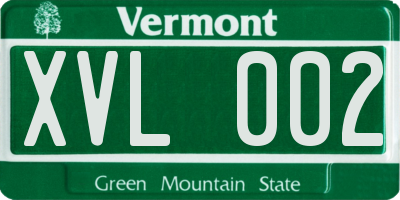 VT license plate XVL002