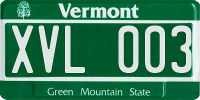 VT license plate XVL003