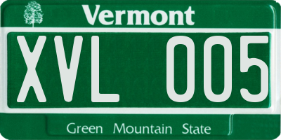VT license plate XVL005