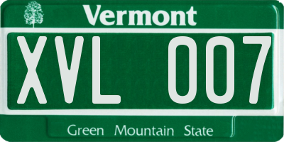 VT license plate XVL007