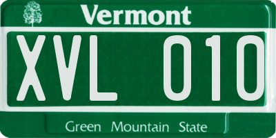 VT license plate XVL010