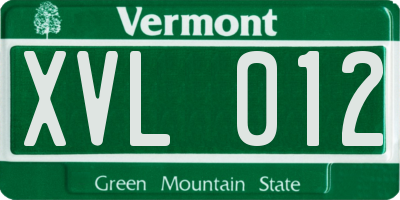 VT license plate XVL012