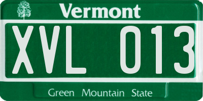 VT license plate XVL013