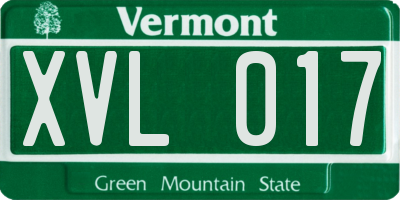 VT license plate XVL017