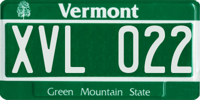 VT license plate XVL022