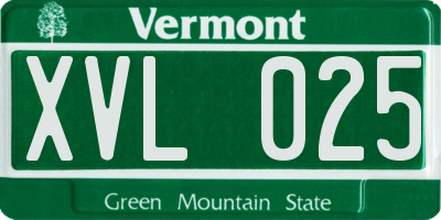 VT license plate XVL025