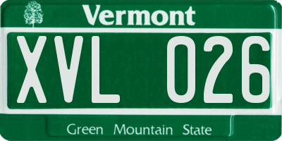 VT license plate XVL026