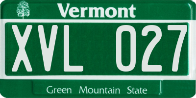 VT license plate XVL027