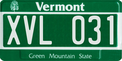 VT license plate XVL031
