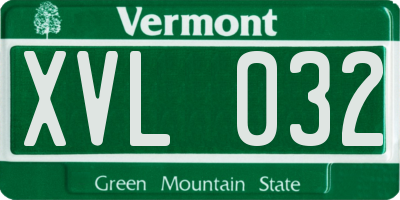 VT license plate XVL032
