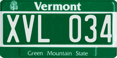VT license plate XVL034